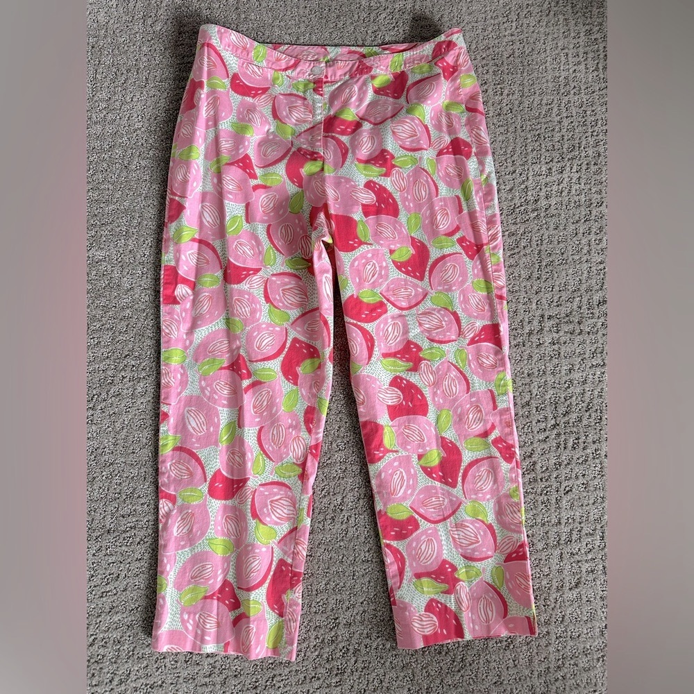 Lilly Pulitzer Pink & Lime Leaf Cropped Pants